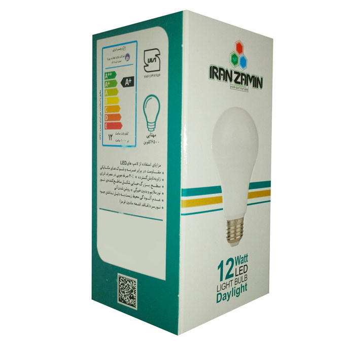 لامپ ال ای دی 12 وات ایران زمین مدل مهتابی حبابی پایه E27